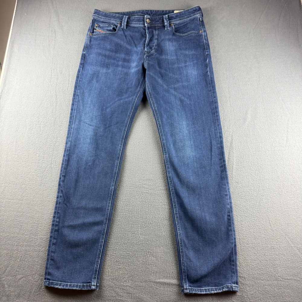 Diesel Larkee Beex Jeans Men's 34x32 (Fits 36x32) Blue Tapered Button Fly Italy